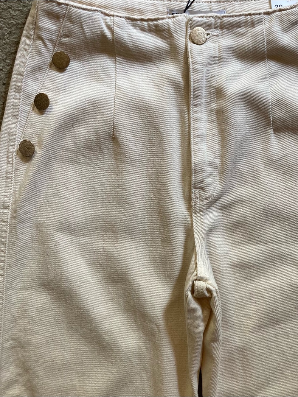 Zara Oatmeal Wide Leg High Rise Cropped Sailor Denim Trouser Jeans, NWT Sz 6 - Picture 4 of 12